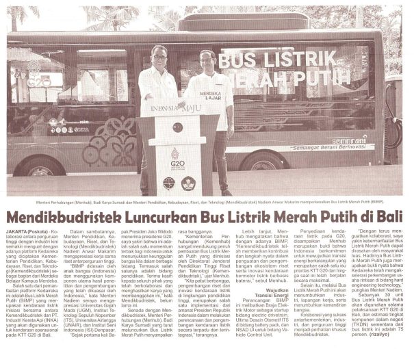 Mendisbudristek Luncurkan Bus Listrik Merah Putih Di Bali Koran Humas