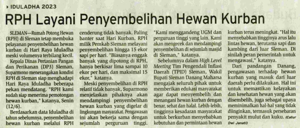 RPH Layani Penyembelihan Hewan Kurban Koran Humas Ugm Ac Id