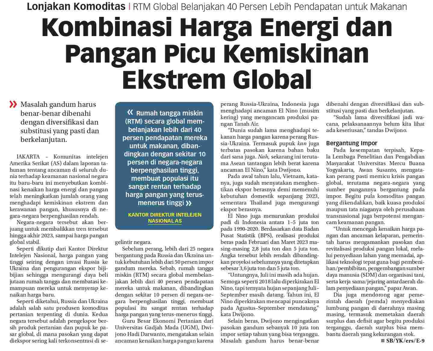 Kombinasi Harga Energi Dadn Pangan Picu Kemiskinan Ekstrem Global