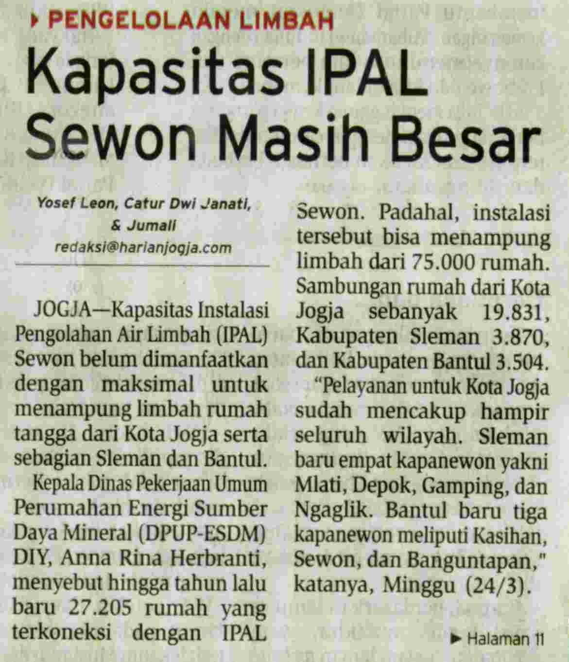 Kapasitas IPAL Sewon Masih Besar Koran Humas Ugm Ac Id