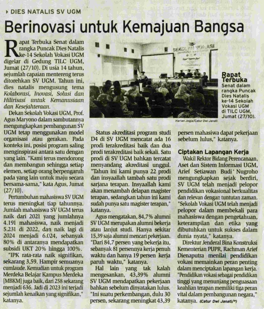 Berinovasi Untuk Kemajuan Bangsa – Koran.humas.ugm.ac.id