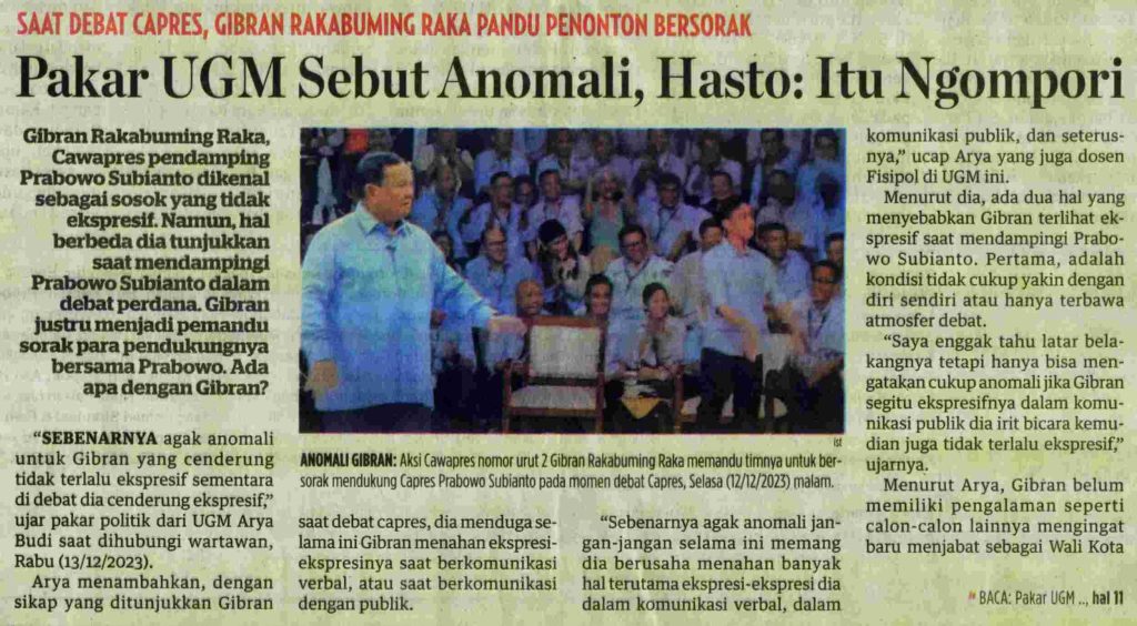 Pakar UGM Sebut Anomali,Hasto: Itu Ngompori – Koran.humas.ugm.ac.id