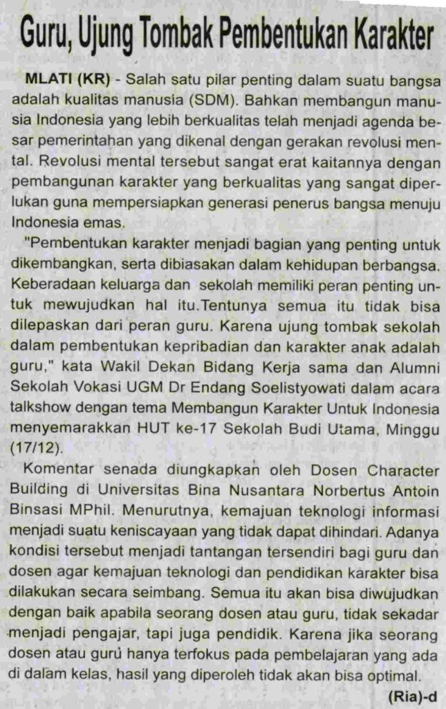 Guru, Ujung Tombak Pembentukan Karakter – Koran.humas.ugm.ac.id