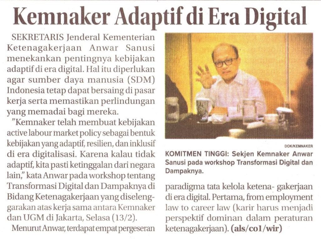 Kemnaker Adaptif Di Era Digital Koran Humas Ugm Ac Id